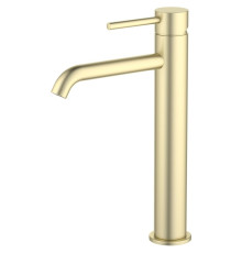 Смеситель для раковины высокий Aquanet Europa 215 мм без донного клапана шлифованное золото AQ1304BG