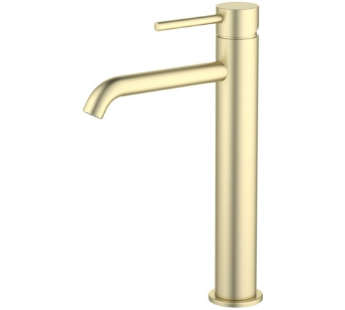 Смеситель для раковины высокий Aquanet Europa 215 мм без донного клапана шлифованное золото AQ1304BG