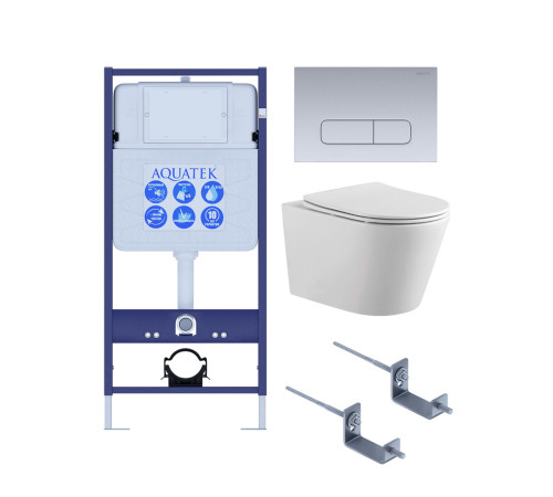 Комплект инсталляции AQUATEK ВЕГА-1905-014 рама INS-0000012 кнопка KDI-0000014 унитаз AQ1905-00
