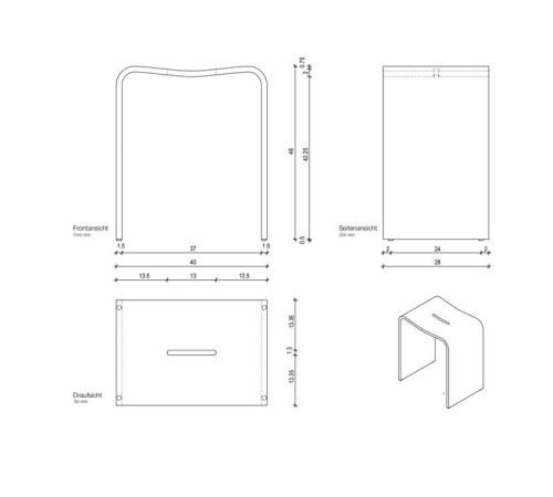 Табурет для душа Decor Walther Stone Stool 46x40x28 см напольный белый 0974750