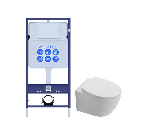 Комплект инсталляции AQUATEK Сириус (рама INS-0000012, унитаз AQ1582T-00 Tornado, сиденье soft-close) СИРИУС