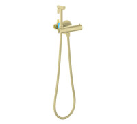 Комплект для гигиенического душа термостатический встроенный Aquanet Oberon смеситель, лейка, шланг, шлифованное золото AQ1027BG