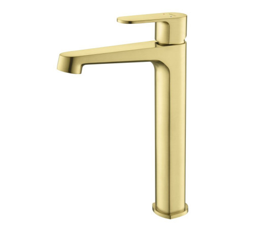 Смеситель для раковины высокий Aquanet Oberon 240 мм шлифованное золото AQ1204BG