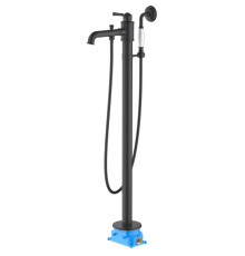 Смеситель для ванны напольный Aquanet Классик комплект матовый черный AQ1545MB