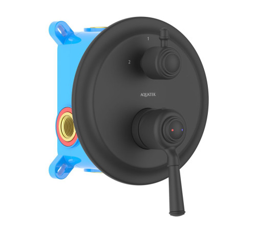 Смеситель для ванны встраиваемый Aquanet Классик 2 режима комплект матовый черный AQ1546MB