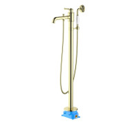 Смеситель для ванны напольный Aquanet Классик комплект полированное золото AQ1545PG