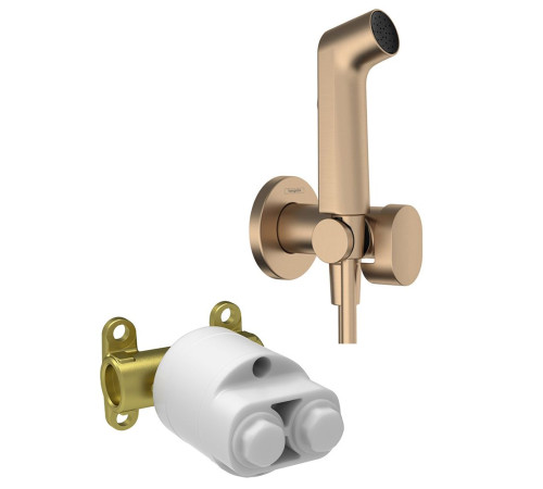 Комплект гигиенического душа hansgrohe Bidette 1jet S со встраиваемой частью шлифованная бронза 29232140/29235180 29232140S