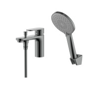 Смеситель на борт ванны Aquanet Ника на 1 отверстие оружейная сталь AQ1844BGM