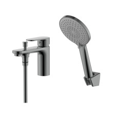 Смеситель на борт ванны Aquanet Ника на 1 отверстие оружейная сталь AQ1844BGM