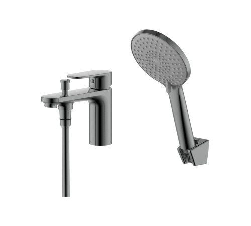 Смеситель на борт ванны Aquanet Ника на 1 отверстие оружейная сталь AQ1844BGM