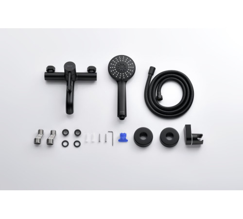 Смеситель для ванны Aquanet Европа с душевым набором 3jet матовый черный AQ1349MB