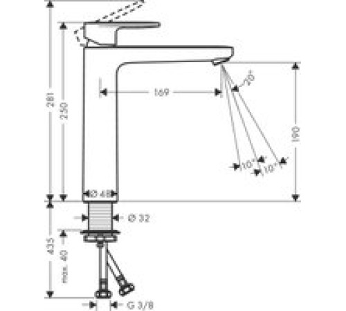 Смеситель для раковины Hansgrohe Vernis Blend 190 без донного клапана 71582000