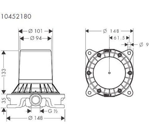 Скрытая часть напольного смесителя Hansgrohe Axor 10452180