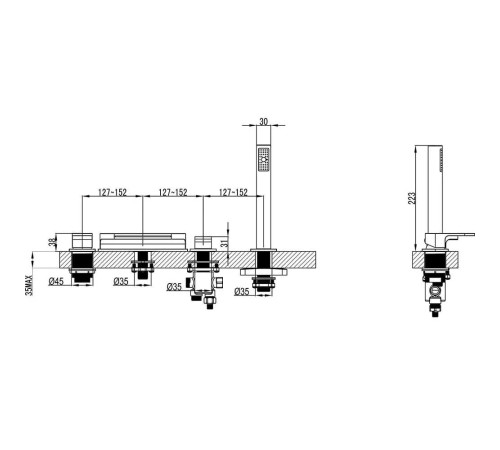 Смеситель для ванны врезной каскадный RAVAK Chrome CR 025.20BL черный X070445