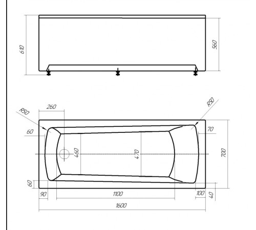 Ванна акриловая Тритон Либра 160х70 см NEW LIB160N-0000019