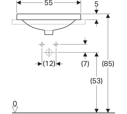 Раковина встраиваемая Geberit VariForm прямоугольная 55х40 см с переливом 500.736.01.2