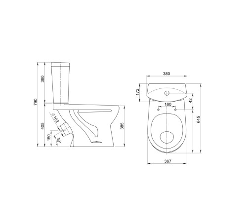 Унитаз-компакт Sanita Ультра белый сиденье полипропилен косой выпуск 1.P401.3.S00.00B.F