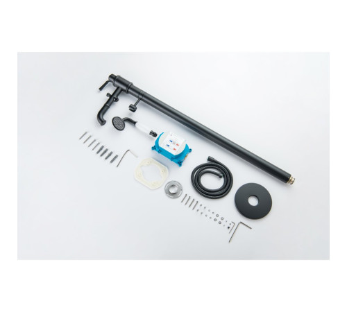 Смеситель для ванны напольный Aquanet Классик комплект матовый черный AQ1545MB