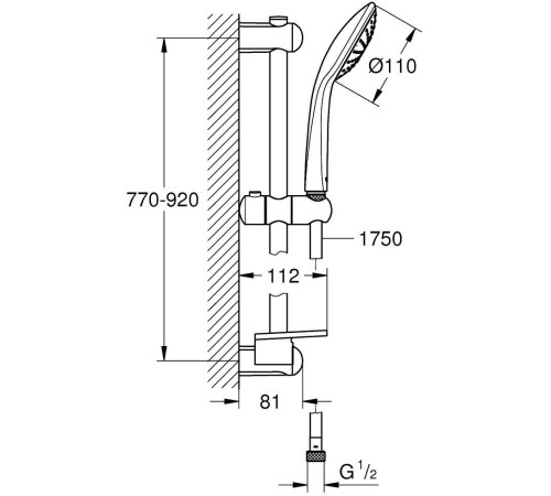Душевой гарнитур GROHE Euphoria 110 I штанга 900 мм шланг 1750 мм хром 27267001
