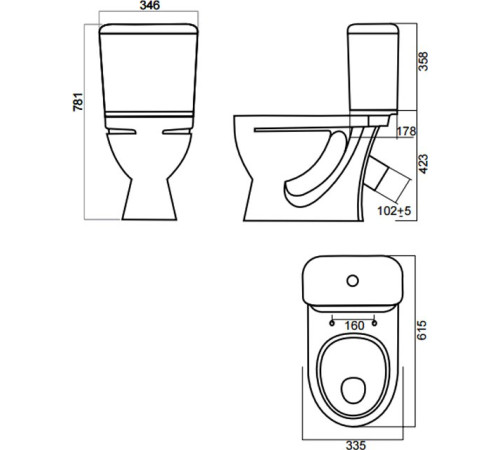 Унитаз-компакт Santeri Стандарт Комфорт S1 белый WC.CC/Standart/2-DM/WHT.G/S1
