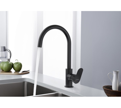 Смеситель для кухни Aquanet Oberon матовый черный AQ1282MB