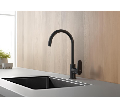 Смеситель для кухни Aquanet Oberon матовый черный AQ1282MB