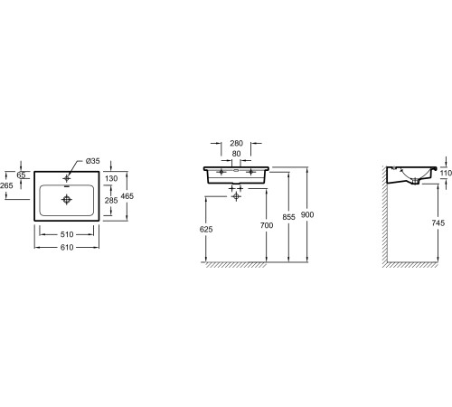Раковина-столешница подвесная Jacob Delafon Odeon Rive Gauche 60х46 см EXAF112-00