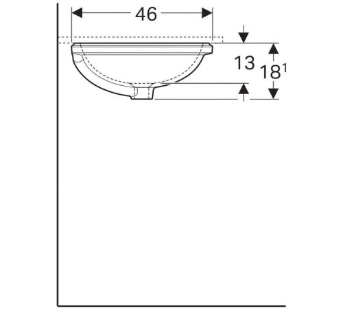 Раковина под столешницу Geberit VariForm эллиптическая 55х40 см с переливом 500.756.01.2