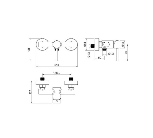 Смеситель для душа Aquanet Европа оружейная сталь AQ1360BGM