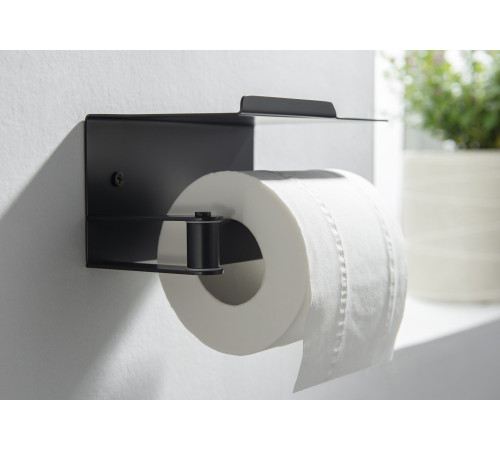 Бумагодержатель с полкой Aquanet Libra AQ4929MB матовый черный AQ4929MB