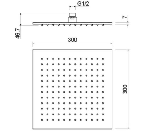 Верхний душ Aquanet AQ2078CR квадратный 300х300х7 мм хром AQ2078CR