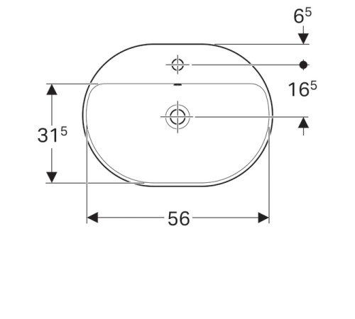 Раковина встраиваемая Geberit VariForm эллиптическая 60х45 см с отверстием под смеситель 500.732.01.2