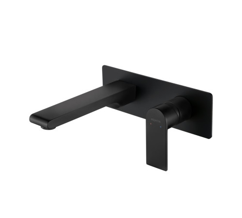 Смеситель для раковины Aquanet Лира настенный комплект со скрытой частью матовый черный AQ1413MB