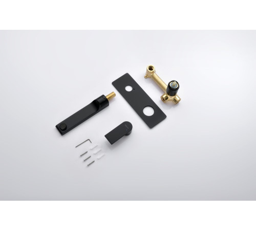 Смеситель для раковины Aquanet Лира настенный комплект со скрытой частью матовый черный AQ1413MB