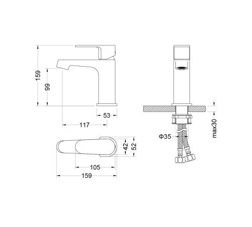 Смеситель для раковины Aquanet Oberon 98 мм шлифованное золото AQ1210BG