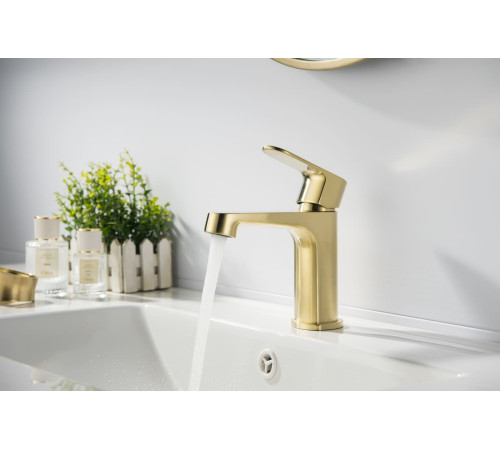 Смеситель для раковины Aquanet Oberon 98 мм шлифованное золото AQ1210BG