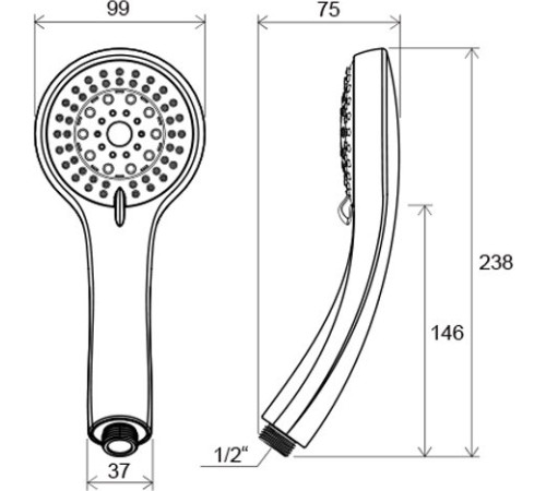 Душевая лейка RAVAK 952.00 многофункциональная X07P008