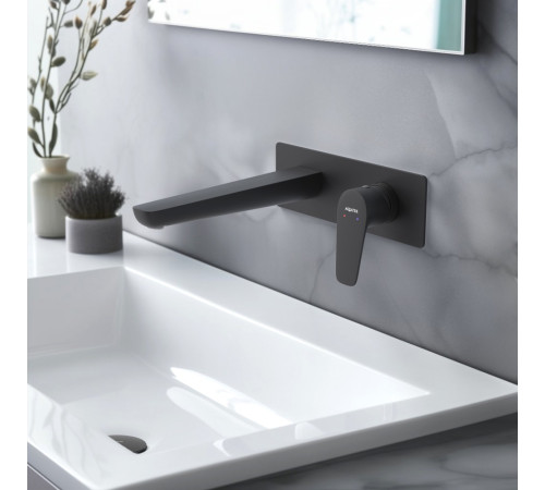 Смеситель для раковины AQUATEK БЕТТА настенный скрытого монтажа матовый черный AQ1113MB