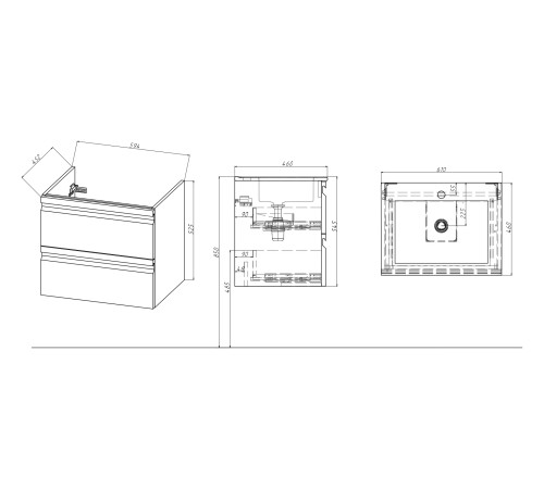 Комплект мебели для ванной AQUATON ВЕГА 60 с раковиной AQ0460-00 белый матовый AQ77060-MW