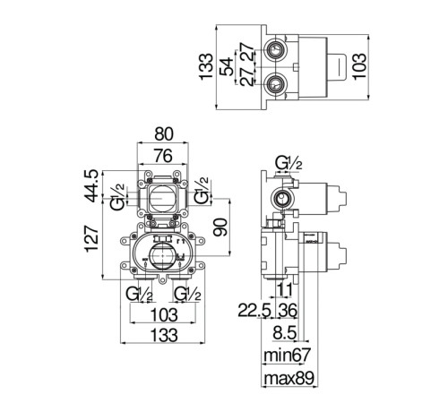 Смеситель для душа термостатический Paffoni скрытая часть WE00102