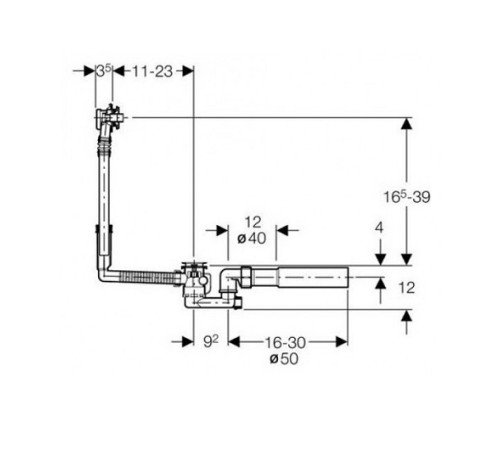 Слив-перелив для ванны Geberit d 50 мм с цепочкой 150.017.00.6