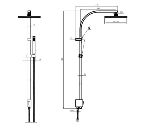 Душевая система TOPAZ Tiera матовый черный 102158012C1EX