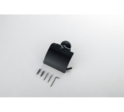 Бумагодержатель с крышкой Aquanet Оберон матовый черный AQ4209MB