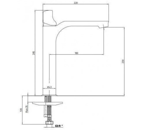 Смеситель для раковины Bravat MYRA 230 без донного клапана черный хром 104508984EX