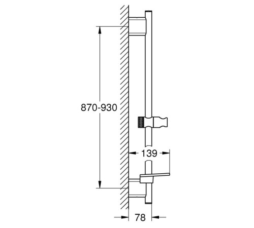 Душевая штанга GROHE Rainshower SmartActive 900 мм с полочкой фантомный черный 22125KF0