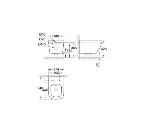 Унитаз подвесной безободковый GROHE Euro Ceramic 39328000