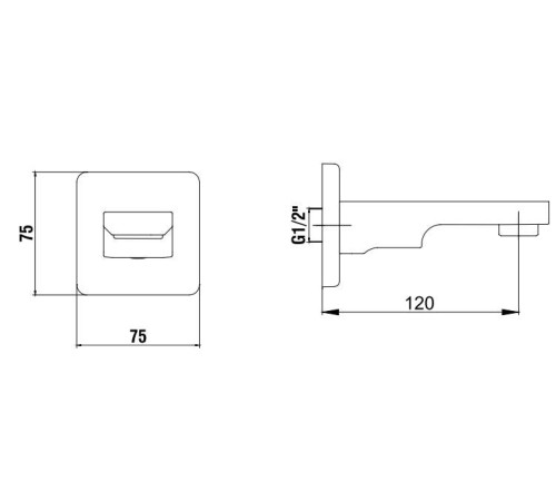 Излив для смесителя TOPAZ Tiera 120 мм матовый черный 102159205C1EX-K