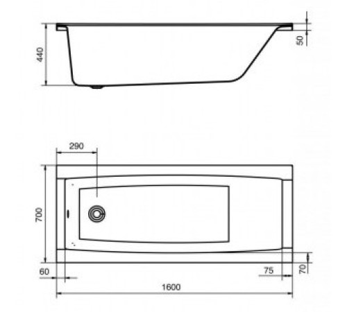 Ванна акриловая прямоугольная Santek САНТОРИНИ 160х70 см белая 1.WH30.2.494