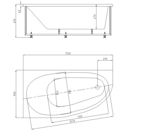 Ванна акриловая 1Marka Дива 170х90 см левая DIV170-0000002