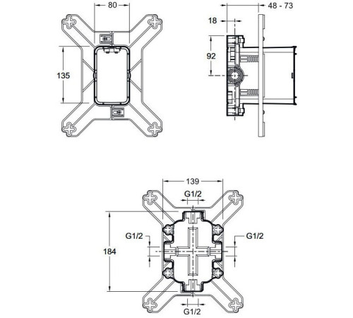 Скрытая часть смесителя Kohler Modulo 98699D-NF